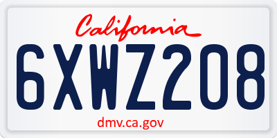 CA license plate 6XWZ208