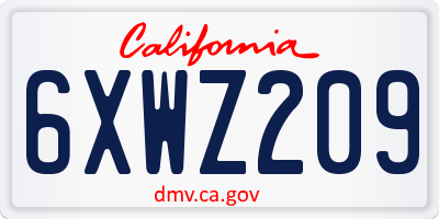 CA license plate 6XWZ209
