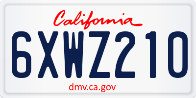 CA license plate 6XWZ210