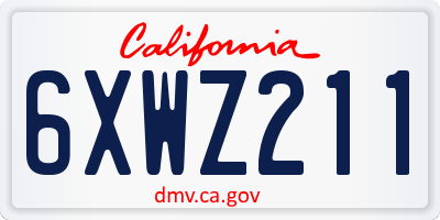 CA license plate 6XWZ211