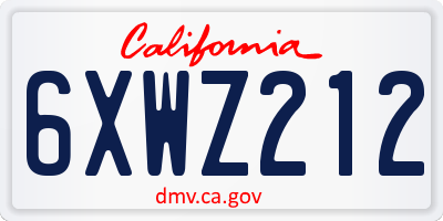 CA license plate 6XWZ212
