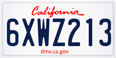 CA license plate 6XWZ213