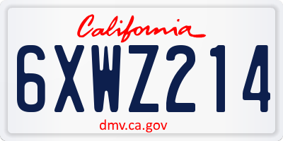 CA license plate 6XWZ214