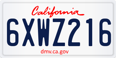 CA license plate 6XWZ216