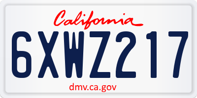 CA license plate 6XWZ217