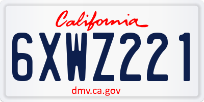 CA license plate 6XWZ221