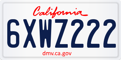 CA license plate 6XWZ222