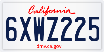 CA license plate 6XWZ225