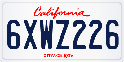 CA license plate 6XWZ226