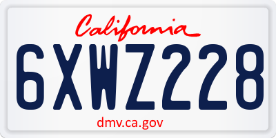 CA license plate 6XWZ228