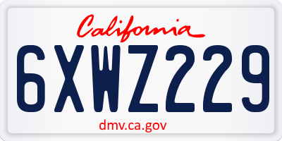 CA license plate 6XWZ229