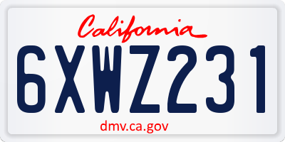 CA license plate 6XWZ231