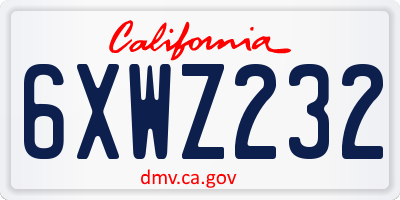 CA license plate 6XWZ232