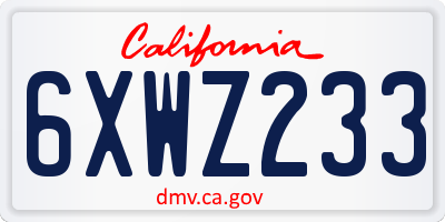 CA license plate 6XWZ233