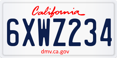 CA license plate 6XWZ234