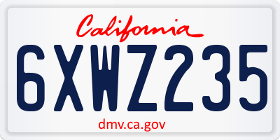 CA license plate 6XWZ235