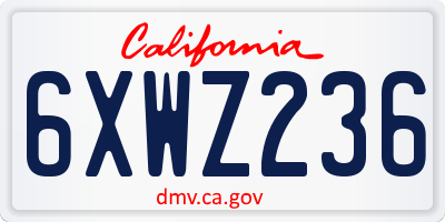CA license plate 6XWZ236