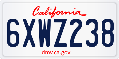 CA license plate 6XWZ238