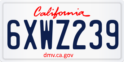 CA license plate 6XWZ239