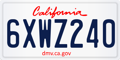 CA license plate 6XWZ240