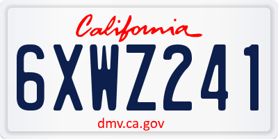 CA license plate 6XWZ241