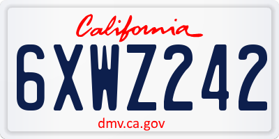 CA license plate 6XWZ242