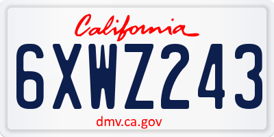 CA license plate 6XWZ243
