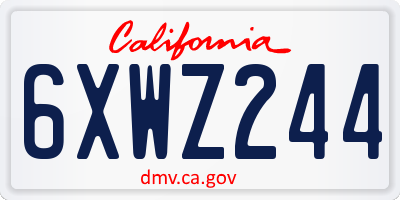 CA license plate 6XWZ244