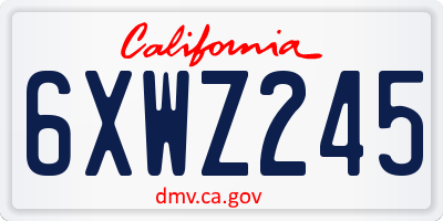 CA license plate 6XWZ245