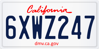 CA license plate 6XWZ247