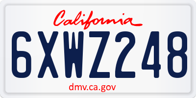 CA license plate 6XWZ248