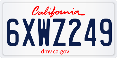 CA license plate 6XWZ249