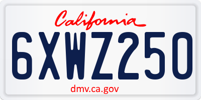 CA license plate 6XWZ250