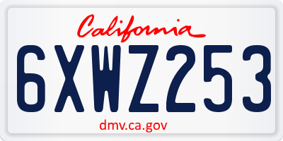 CA license plate 6XWZ253