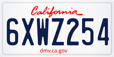 CA license plate 6XWZ254
