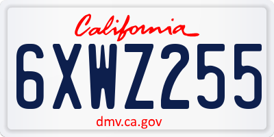 CA license plate 6XWZ255