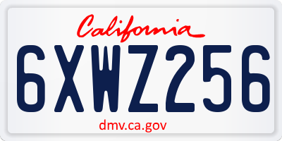 CA license plate 6XWZ256