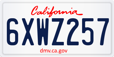 CA license plate 6XWZ257