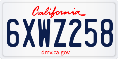 CA license plate 6XWZ258