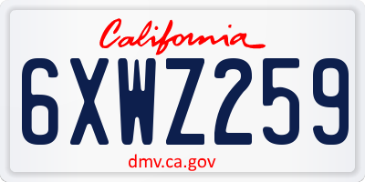 CA license plate 6XWZ259