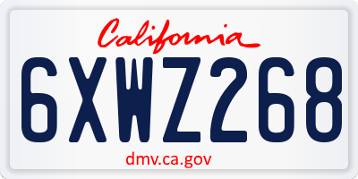 CA license plate 6XWZ268