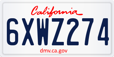CA license plate 6XWZ274