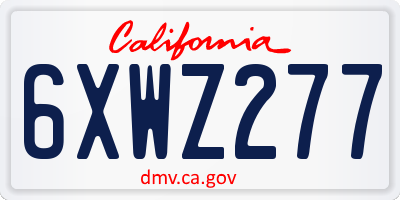 CA license plate 6XWZ277