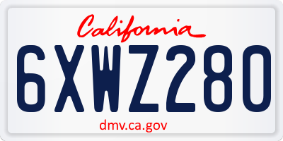 CA license plate 6XWZ280
