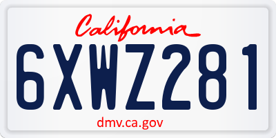 CA license plate 6XWZ281