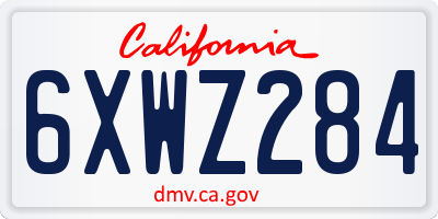 CA license plate 6XWZ284
