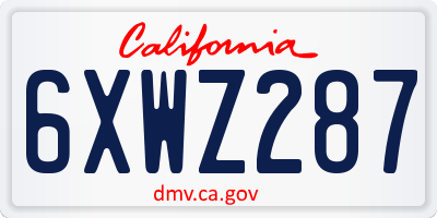 CA license plate 6XWZ287