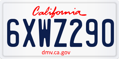 CA license plate 6XWZ290