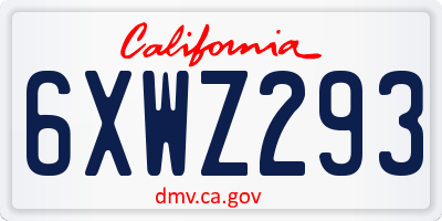 CA license plate 6XWZ293