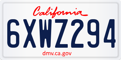 CA license plate 6XWZ294